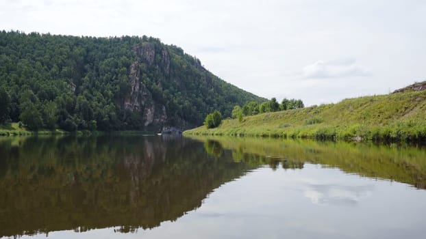 South Ural mountains with a river. The nature of the South Urals in Russia