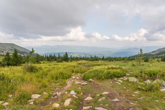 Beautiful nature at the top of Mount Jeremel in the South Urals, Russia