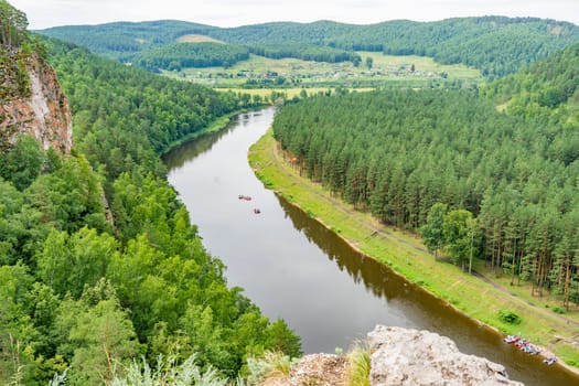 Rivers of the Southern Urals in Russia. Yuryuzan river