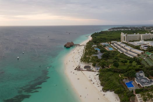 Beautiful white sandy beach and turquoise ocean in zanzibar, Tanzania