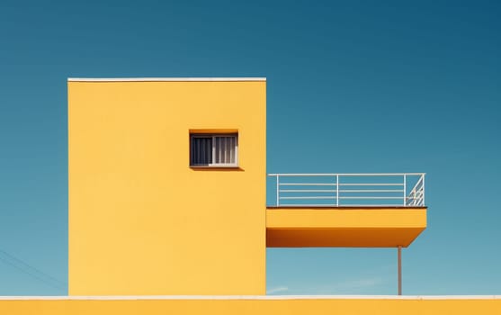 Building top view minimalistic style, aesthetic colors. High quality photo