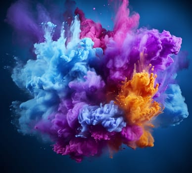 abstract multicolored powder splatted on white background, Freeze motion of color powder exploding. 3d. High quality photo