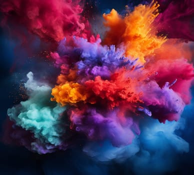 abstract multicolored powder splatted on white background, Freeze motion of color powder exploding. 3d. High quality photo