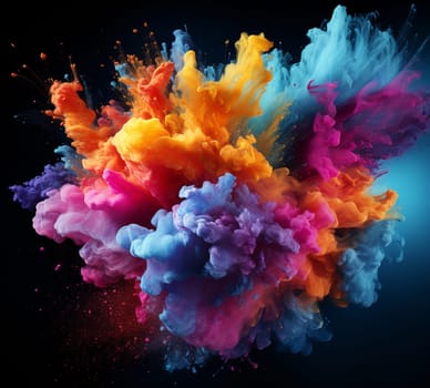 abstract multicolored powder splatted on white background, Freeze motion of color powder exploding. 3d. High quality photo