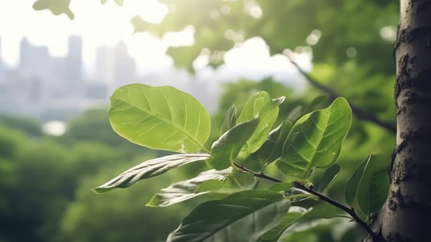 The vibrant green leaves in the summer garden create a natural backdrop, ideal for spring themed backgrounds, cover pages, and ecological or greenery wallpaper designs.