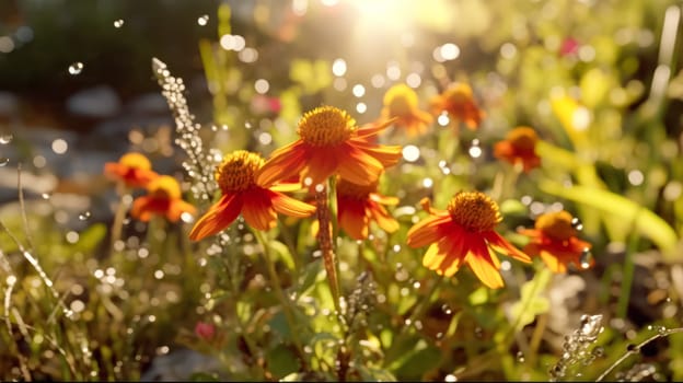 Vibrant pink Echinacea purpurea, or purple coneflower, graces the garden with its summer bloom. These stunning flowers thrive under the warm embrace of the sun.