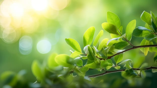 The vibrant green leaves in the summer garden create a natural backdrop, ideal for spring themed backgrounds, cover pages, and ecological or greenery wallpaper designs.