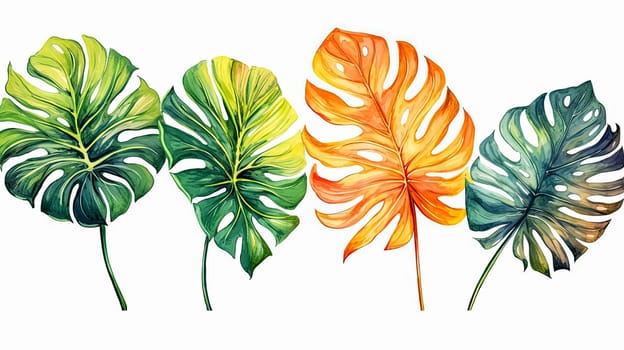 Embrace Summer Vibes, Dive into the season with this abstract jungle illustration. Exotic leaves, vibrant colors a perfect backdrop for your summer designs and banners.