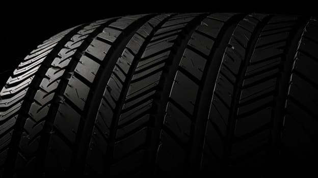 Tire tread close up on black background AI