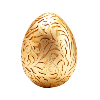 Golden easter egg isolated on a white background. AI