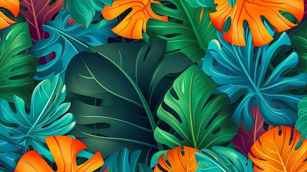 Summer serenity A Monstera leaf gracefully poised, encapsulating the essence of summer days. Perfect for creating a soothing summer-themed background.