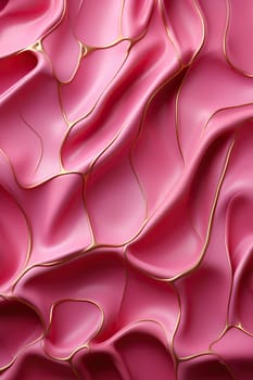 Abstract vertical background of liquid pink marble with gold.