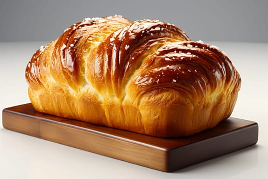 Glossy brioche bread on a cutting board - generative AI