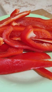 fresh cut red bell pepper, salad food, vegetarianism. High quality photo