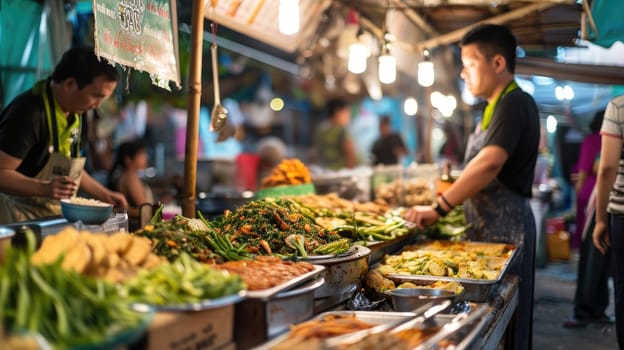 Authentic Thai cuisine at the street market reflects the taste and traditions of the region.