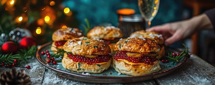 Sumptuous burgers with tender red caviar and juicy meat, the perfect treat for a special occasion