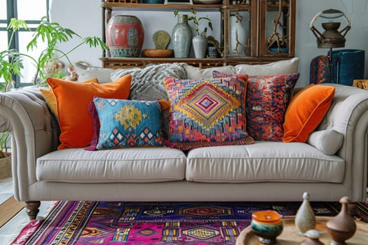 Luxurious sofa cushions in oriental style will add charm and coziness to your interior