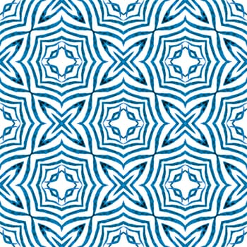 Textile ready graceful print, swimwear fabric, wallpaper, wrapping. Blue powerful boho chic summer design. Mosaic seamless pattern. Hand drawn green mosaic seamless border.