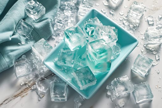 Photo of ice cubes on a light background, displaying an abstract fascination with ice shapes and transparent beauty.