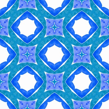 Textile ready creative print, swimwear fabric, wallpaper, wrapping. Blue perfect boho chic summer design. Mosaic seamless pattern. Hand drawn green mosaic seamless border.