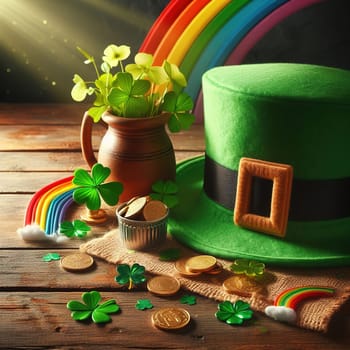 St. Patrick's Day Top Hat. Generative AI. High quality illustration