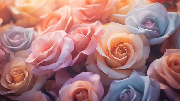 Beautiful roses in light colors. Selective Focus. nature Generative AI,