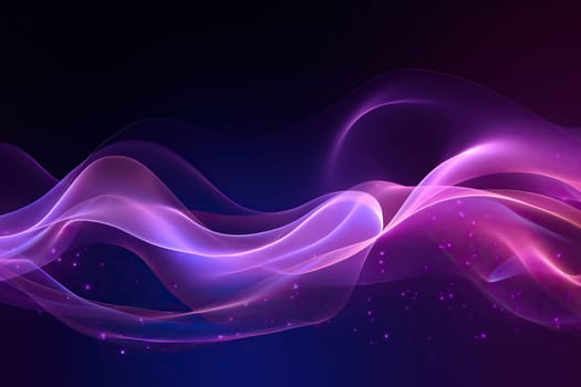 Transparent purple smoke in an elegant curve on a dark blue background. Abstract background.