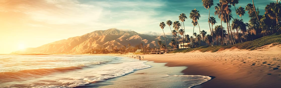 Tropical bliss on a paradise islands palm fringed beach. Turquoise waters and exotic palm trees create an idyllic scene of relaxation and serenity.