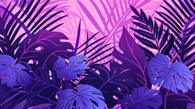 Vibrant neon tropical leaves, an artistic rendition of exotic tree and plant foliage. Colorful palm leaves in a dynamic and trendy hand drawn illustration set. Perfect for a fashion or botanical theme.