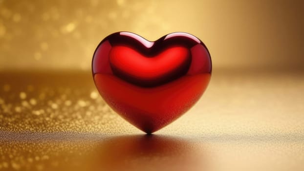 Red heart on a gold background. Valentine's day