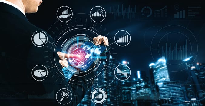 Data Analysis for Business and Finance Concept. interface showing future computer technology of profit analytic, online marketing research and information report for digital business strategy. uds