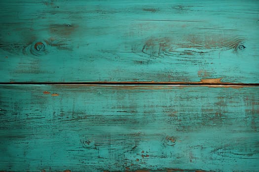 Aged wooden background in green color. Wooden surface in sea green color.
