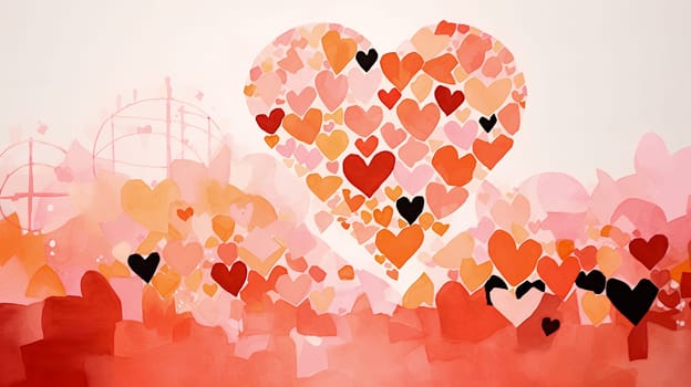 A tapestry of hearts in varying shades of pink and red, creating a mosaic of love - Generative AI