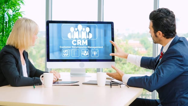 Customer relationship management system on modish computer for CRM business and enterprise