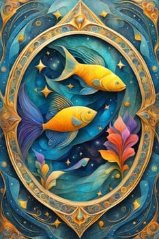 pisces fishes zodiac astral card poster illustration ai art generated