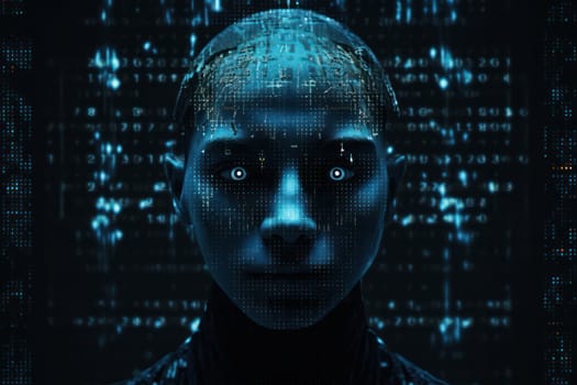 Techno-Digi Science: A Futuristic Robotic Head in a Cybernetic Network, Code of Artificial Intelligence