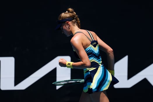 MELBOURNE, AUSTRALIA - JANUARY 12: Dayana Yastremska of Ukraine beats Maya Joint of Australia in final qualifying ahead of the 2024 Australian Open at Melbourne Park on January 12, 2024 in Melbourne, Australia.
