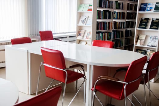 Belarus, Minsk - 18 september, 2019: A table in the library close up