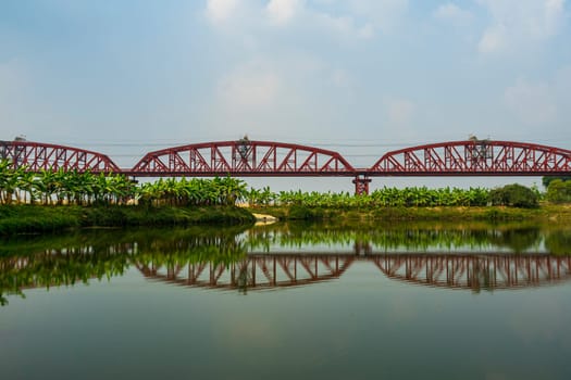 Hardinge Bridge steel railway truss bridge over the Padma River, Bangladesh