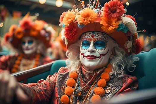 A man in fancy dress at the Venice Festival. High quality photo