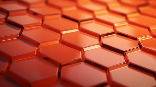 Close-up of a geometric pattern with copper hexagons creating an abstract background.