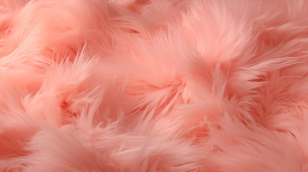 Soft and fluffy coral pink feathers fill the frame with a delicate and cozy texture.