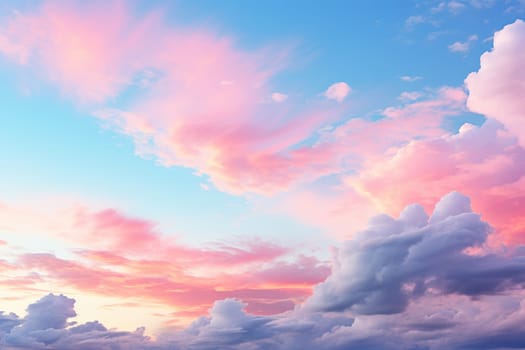 Pink clouds on the blue sky.