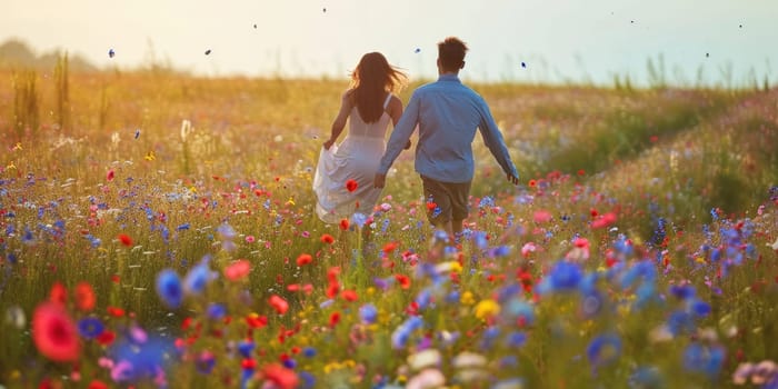 love couple in the beautiful nature scene of pragma