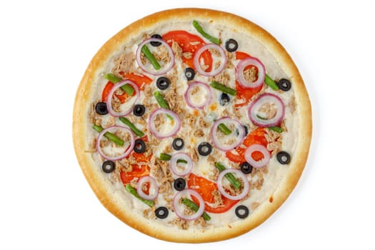 appetizing fresh pizza on a white background for food delivery site 1