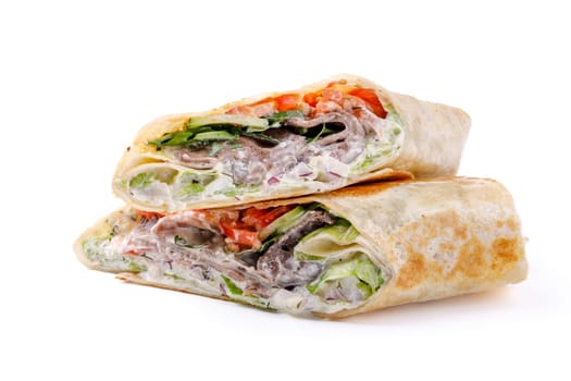 appetizing fresh doner on white background for food delivery site