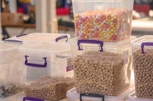 trading nuts at the bazaar on the island of Cyprus in autumn 2