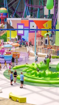 Nickelodeon Universe amusement park at the American Dreams mall. Largest indoor amusement park in the United States. East Rutherford, New Jersey - July 15, 2023