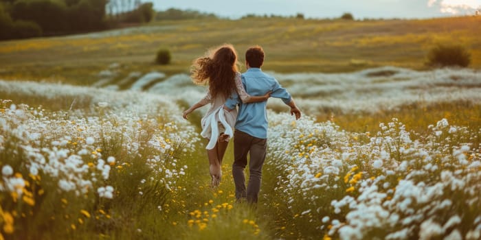 love couple in the beautiful nature scene of pragma