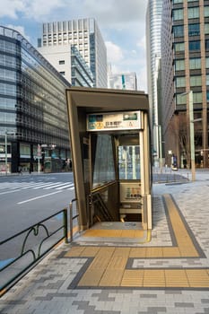 Tokyo, Japan, January 2024. the sign at the entrance of the Nihonbashi metro station in the city center